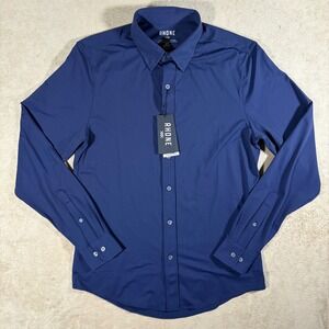Rhone Commuter Shirt - Slim Fit Italian Fabric Long Sleeve Mens Small Navy